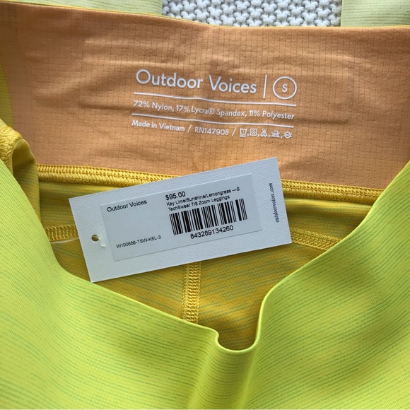 NWT Outdoor Voices TechSweat 7/8 Zoom Leggings Key Lime/Sunshine/Lemongrass, S - Picture 6 of 7